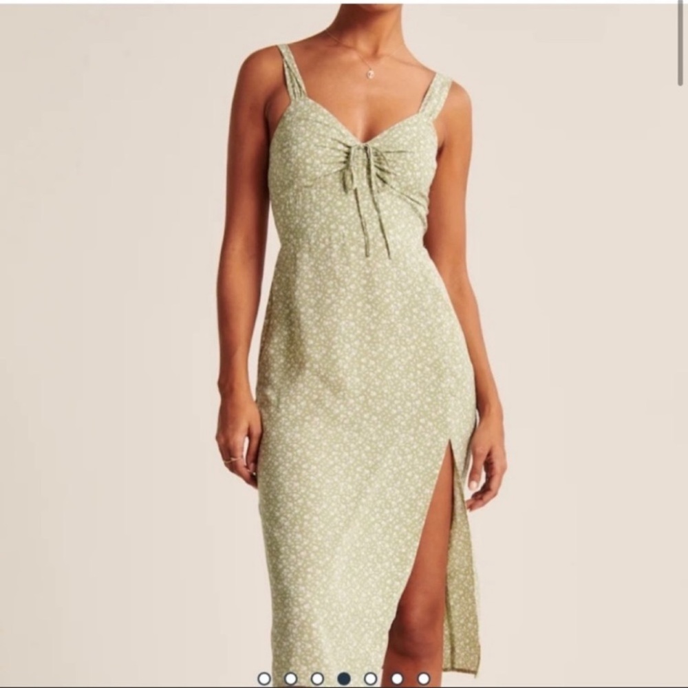 Abercrombie and fitch front cinch midi slit dress medium nwt